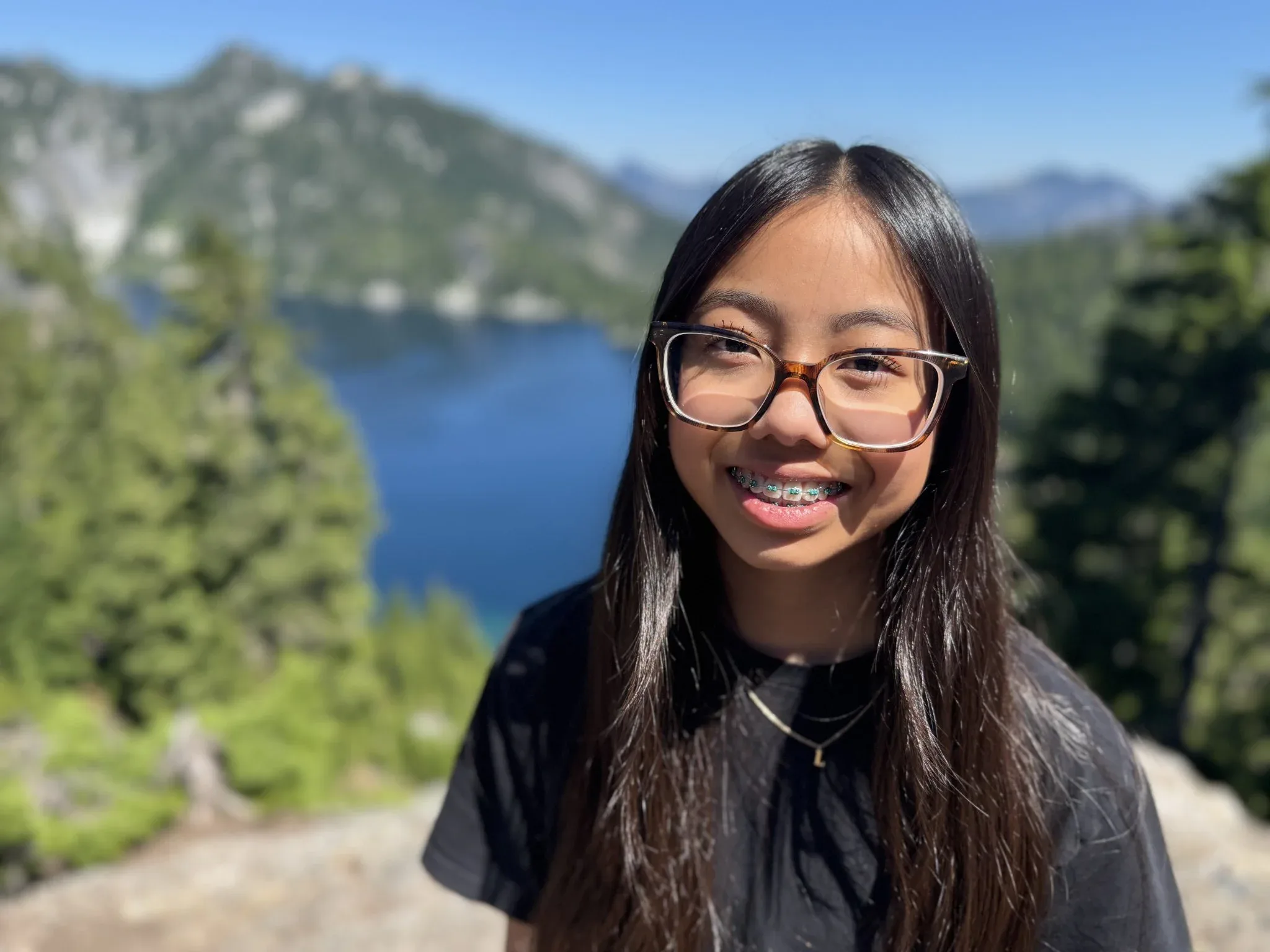 Portrait of my granddaughter above Snow Lake.